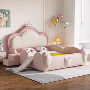 Modern prinsessenbed voor kinderen, populair roze kinderbedset, kinderkamermeubilair, zacht en veilig kinderbed met spijlen - Product Image 3