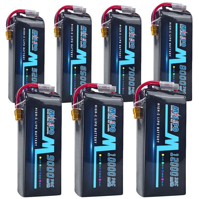 Molipo Lipo Battery 4S/6S/8S 12000-5200mAh High Rate High Voltage for 7-10inch FPV Drones Power Tools & Boats