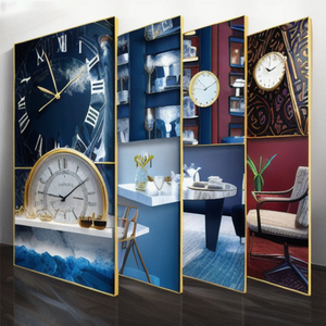 Restaurante Homedecor impresiones modernas póster paisaje animales cristal porcelana imagen reloj marco lujo pared arte reloj <span class=keywords><strong>pintura</strong></span> - Product Image 1