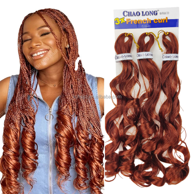 Wholesale French Curl Braiding Hair Soft Synthetic Wavy Spanish Curly Wicks Hair Extensions for African Braids  22-Inch 230g