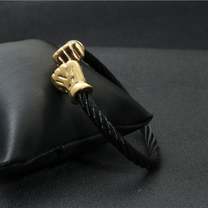 Lovers Fist Shape <b>Wire</b> Bracelet <b>Titanium</b> Steel Zinc Alloy Round Gift Jewelry Summer 2021 - Product Image 2