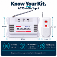 Sakelar Kontrol Jarak Jauh RF Nirkabel 2 Saluran AC 75-400V 315MHz dengan Remote A/B untuk Kontrol Pencahayaan dan Peralatan