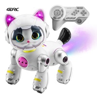 Robot Chat Intelligent 4DRC Y14-2 avec Pulvérisation de Brume Électrique, Chant, Danse et Interaction Tactile, Jouet pour Animaux de Compagnie, Voiture RC 2.4GHz avec Évitement d'Obstacles