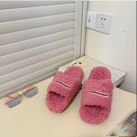 Chaussons à plateforme fourrés pour femmes - Chaussures d'hiver brodées à bout ouvert