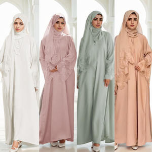 2025 printemps nouveau moyen-orient femmes vêtements femmes musulmanes Robe avec manches en dentelle malais robe indonésienne avec foulard Hijab - Product Image 2
