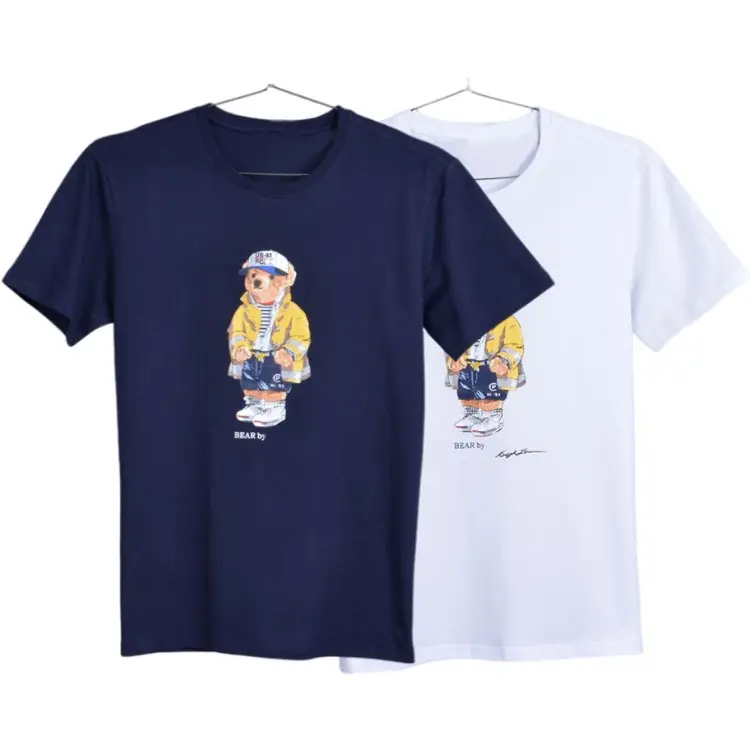 High Quality custom tshirt printing mens clothing 180g 100% Cotton Men's T-Shirts Bear bootleg shirt bulk Designer Men T Shirt