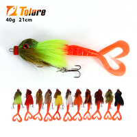 Tolure Vente Chaude 21cm 40g 3D Eyes Treble Hooks Leurre Artificiel en Poils de Cerf, Gros Souris à Queue Souple, Leurre de Pêche pour Truite et Brochet