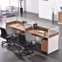Poste de travail informatique moderne modulaire en panneaux de bois pour 6 personnes, idéal pour les espaces ouverts, les écoles et la maison
