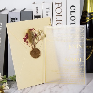 Invitations <span class=keywords><strong>de</strong></span> <span class=keywords><strong>mariage</strong></span> verticales <span class=keywords><strong>haut</strong></span> <span class=keywords><strong>de</strong></span> <span class=keywords><strong>gamme</strong></span> en acrylique avec estampage doré, idéales pour fleurs séchées et gypsophile, vente transfrontalière - Product Image 4