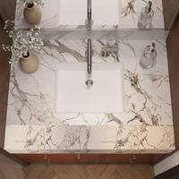 Meuble-lavabo de luxe en bois pour salle de bain, idéal pour projets hôteliers, avec vasque intégrée et miroir LED, personnalisable OEM/ODM