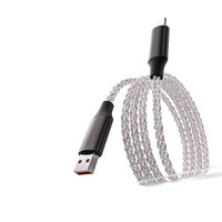 Kabel Data pengisian daya Super cepat, kabel USB RGB tipe-c 6A bercahaya, kabel Data Streamer untuk perangkat Apple Android