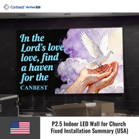 Écran mural vidéo LED fixe d'intérieur Canbest Fiw P2.5 2.5 mm 3200x1920 mm (10,5x6,3 pieds) pour églises aux États-Unis