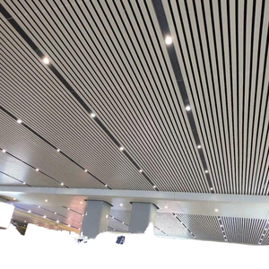铝制现代设计金属条形天花板 悬挂式穿孔铝制防水天花板，适用于商场，带天花板网格 - Product Image 1