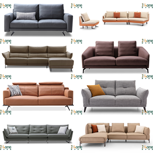 Canapé en cuir à accoudoirs roulés 3 places, coussin drapé, dossier segmenté, pieds évasés fins, moderne, pour salon, hôtel, villa, chambre - Product Image 4