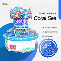 Machine de jeu d'arcade à monnayeur sur le thème de l'océan, jeu de poussée de balles multijoueur avec récompenses et échange de tickets, thème Corail Marin