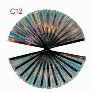 Nouveauté 2025 – Éventail pliant en bambou holographique laser de 33 cm, portable, style artisanal, peint à la main, idéal pour fêtes et mariages - Product Image 4