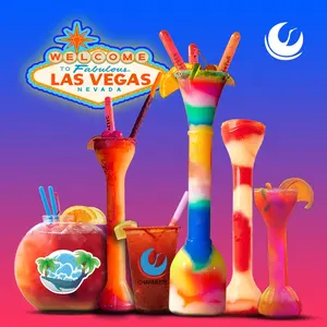 48oz Las Vegas long neck daiquiri cup unique funny drinking fiesta yardas para cerveza ice slush yard cup with straw