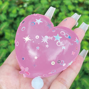 Hot Selling Novelty TPR Transparent Heart with Glitter Powder Pressure Release Soft Pinch Decompression Toys for Kids <b>Boys</b> Girls - Product Image 1