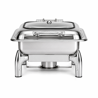 Plat à chafing en acier inoxydable argenté 9L – Chauffe-plat commercial de luxe moderne pour la restauration
