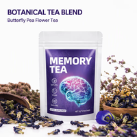 Tisane biologique en vrac pour la mémoire, mélange naturel de fleurs de pois papillon, végétalien, en sachets pyramidaux bruts