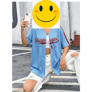 T-shirt de baseball pour femme, motif graphique, numéro de fan, haut boutonné à manches courtes, maillot de baseball personnalisé World - Product Image 3