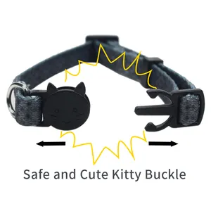 Eco-friendlyrefineritty Safety Quick Release Breakaway Cat Collar BS Necklaces for Cats Print RIBBONS Polyester Front Por Cats