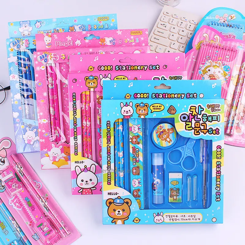 창조적 인 연필 어린이 문구 세트 선물 상자 학용품 초등학교 활동 선물 공장 가격