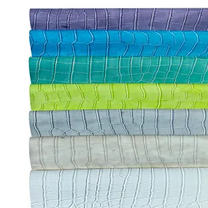 Wholesale PU Faux Leather Pure Color Crocodile Textured Leather Fabric for Making Garment/Shoes/Wallet/Bags/Jewelry Materials