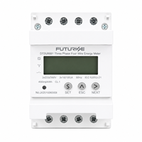 Medidor de Energía Inteligente Trifásico para Riel DIN, 4 Cables, Electrónico, KWH, Entrada Directa/CT 3*220V, Protocolo RS485 Modbus-RTU