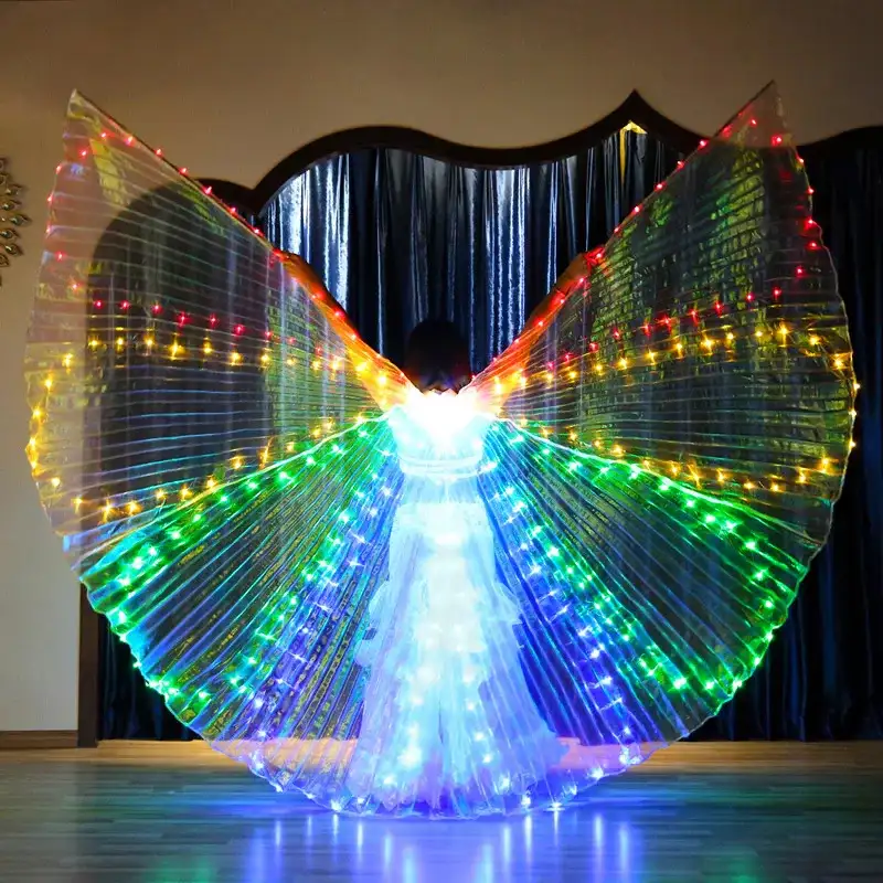 360 derece kulübü parti dans gösterisi kanat performans yanıp sönen kanat yetişkin göbek LED Isis kanatları