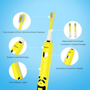 <span class=keywords><strong>Brosse</strong></span> à dents électrique rechargeable pour enfants à imprimé animal, 2 têtes de rechange, chargeur sans fil, étanche IPX7 - Product Image 6