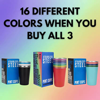 Couleur à la mode écologique 16oz gobelets empilables en acier inoxydable verres à boire en métal tasses à café tasse