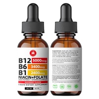Solution buvable personnalisée pour adultes, à base d'acide folique et de vitamine B12, complément de vitamines du complexe B, 60 ml, améliore la mémoire