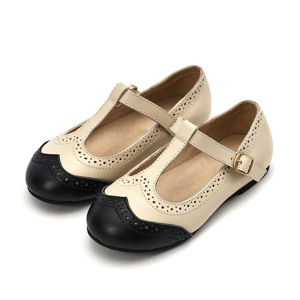 Choozii Fashion Beautiful Apricot+<strong>Black</strong> Full Grain Leather Upper Kids <strong>Mary</strong> <strong>Jane</strong> Dress <strong>Shoes</strong> Design - Product Image 3