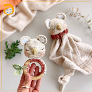 Bunny Rattle Teething Toy <span class=keywords><strong>Crochet</strong></span> Lovey Manta DE SEGURIDAD Bunny, Bunny Lovey Gift <span class=keywords><strong>para</strong></span> recién <span class=keywords><strong>nacido</strong></span> Set - Product Image 6
