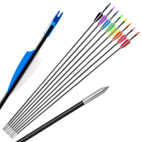 Nouvelles flèches en carbone mixte avec plumes naturelles en forme de gourde pour le tir à la cible, la chasse et la pratique de l'arc classique