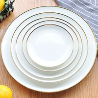 Assiettes Rondes en Porcelaine Fine Blanches et Dorées pour la Restauration, le Buffet et la Maison – Vente en Gros