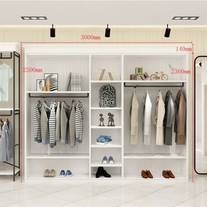 Présentoir de vêtements Vintage en bois massif centre commercial métallique haut de gamme étagères pour hommes vitrine conception suspendue au sol - Product Image 6