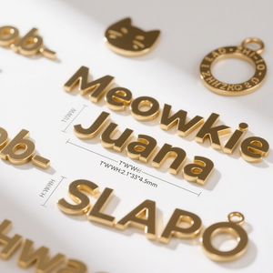 Accessoires de sacs personnalisés, plaque signalétique plaquée sans nickel, logo métallique, lettres personnalisées, étiquettes métalliques pour sacs et vêtements - Product Image 1