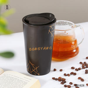 Tasse à café en céramique Dongyang avec couvercle, grande capacité, double paroi isolée, mug de voyage, cadeau d'affaires - Product Image 1