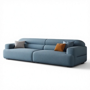 Sofá Seccional de Alta Gama, Minimalista, de Cuero Genuino, con Marco de Madera Curvado, para Sala de Estar Contemporánea, Venta al Por Mayor - Product Image 1