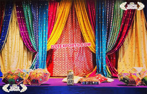 Cortinas de fondo Multicolor para eventos mahndi, telones de fondo coloridos para eventos de boda, fondo Floral Multicolor para noche - Product Image 5