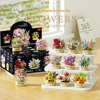 Blocs de construction en plastique pour pot de fleurs DIY, ensemble de briques pour plantes roses et succulentes, jouet d'assemblage créatif et éducatif, ornement pour la maison