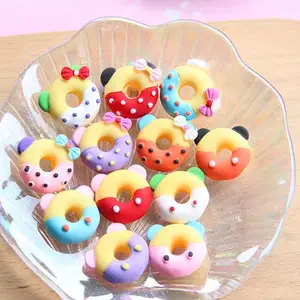 Miniatur kerajinan Resin Mickey Minnie & Mochi Donut, rumah boneka untuk ponsel DIY kotak penyimpanan & Aksesori perhiasan