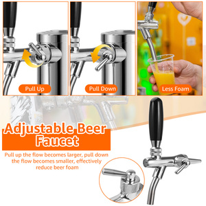 Robinet de bière 3 ''à tirage simple/double/triple tour de Kegerator avec noyau en acier inoxydable à fermeture automatique et réglage du débit - Product Image 4