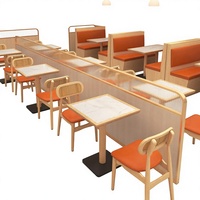 Ensemble table et chaises de salle à manger modernes et personnalisables en bois massif et dalle de roche pour restaurants, salons de thé, restaurants de fondue et stands de restauration commerciale