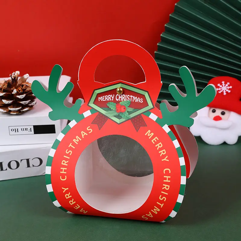 Nieuwjaar Geschenkverpakking Rood Groen Papier Snoep Apple Box Vrolijk Kerstavond Geschenkdoos Kerstfeest Kerstdag Decoratie Aanbod