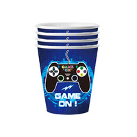 Blaues Gamepad Geburtstagsparty-Zubehör Einweg-Tischgeschirr Gamepad Pappteller Servietten Banner Tischdecke Geburtstagsparty-Dekoration