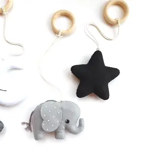 Holiday ornaments animal elephant decor activity gym toy monochrome felt five-pointed star moon toy hanging baby gym toys