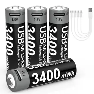 China 3400mwh Household Cylindrical Usb Aa 1.5v Rechargeable Lithium Ion Batteries For Smart Locks